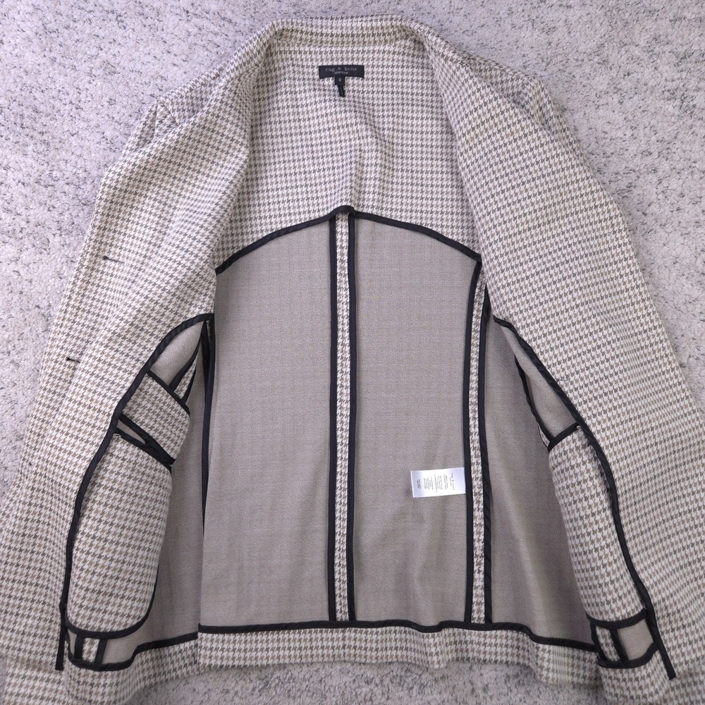 Rag & Bone Blazer Womens Size 8 Houndstooth Jacket Button Coat Beige - Picture 3 of 13
